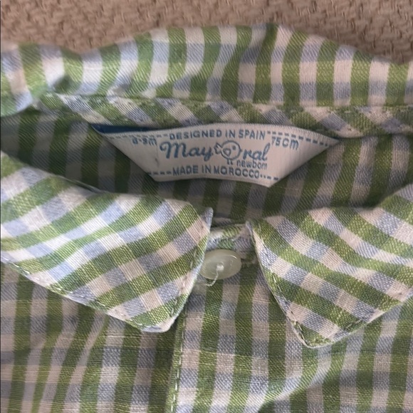 Mayoral Green and White Gingham Button Down Shirt - Picture 2 of 9